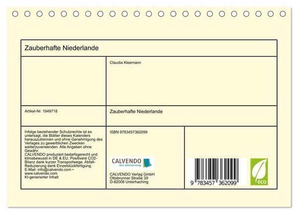 Produktbild: Zauberhafte Niederlande (Tischkalender 2026 DIN A5 quer), CALVENDO Monatskalender