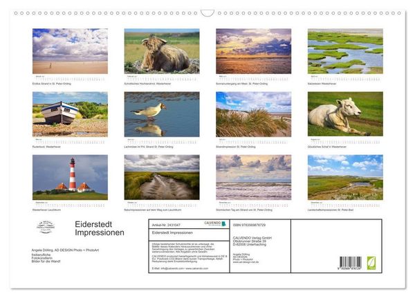 Produktbild: Eiderstedt Impressionen (Wandkalender 2027 DIN A2 quer), CALVENDO Monatskalender
