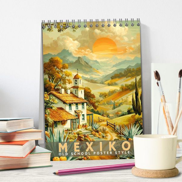 Produktbild: Mexiko - Old School Poster Style (Tischkalender 2027 DIN A5 hoch), CALVENDO Monatskalender