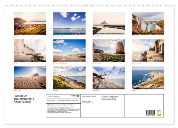 Produktbild: Frankreich - Traumstr&auml;nde & Felsenk&uuml;sten (Wandkalender 2026 DIN A2 quer), CALVENDO Monatskalender