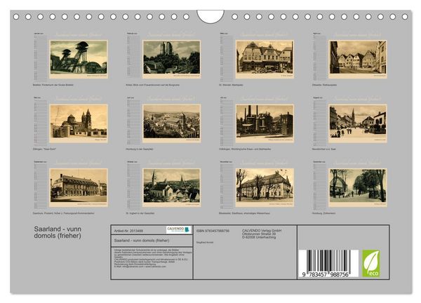 Produktbild: Saarland - vunn domols (frieher) (Wandkalender 2026 DIN A4 quer), CALVENDO Monatskalender