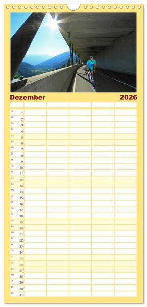 Produktbild: Familienplaner 2026 - Alpenp&auml;sse auf dem Rennrad Vol. 1 mit 5 Spalten (Wandkalender, 21 x 45 cm) CALVENDO