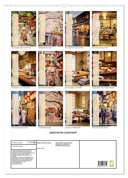 Produktbild: Japanische Lebensart (Wandkalender 2027 DIN A2 hoch), CALVENDO Monatskalender