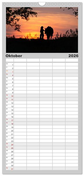 Produktbild: Familienplaner 2026 - Faszination Westernpferde mit 5 Spalten (Wandkalender, 21 x 45 cm) CALVENDO