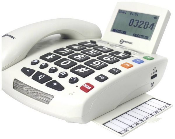 Produktbild: Geemarc Pack SERENTIES Schnurgebundenes Seniorentelefon Fallband-Sensor Beleuchtetes Display Wei&szlig;