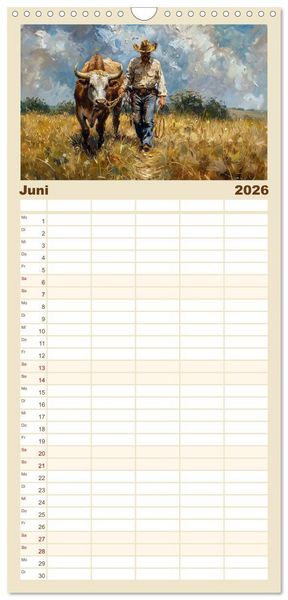 Produktbild: Familienplaner 2026 - Facetten des alten Landlebens mit 5 Spalten (Wandkalender, 21 x 45 cm) CALVENDO