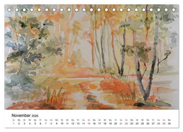 Produktbild: Mit Aquarellen durch das Jahr (Tischkalender 2026 DIN A5 quer), CALVENDO Monatskalender