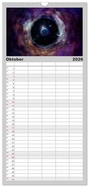 Produktbild: Familienplaner 2026 - Intergalaktische Reise zu fernen Welten mit 5 Spalten (Wandkalender, 21 x 45 cm) CALVENDO