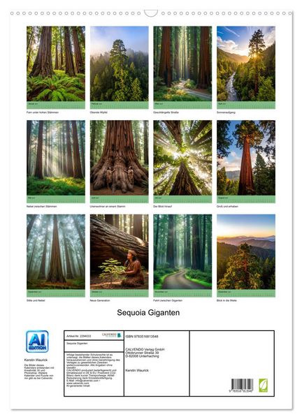 Produktbild: Sequoia Giganten (Wandkalender 2027 DIN A2 hoch), CALVENDO Monatskalender
