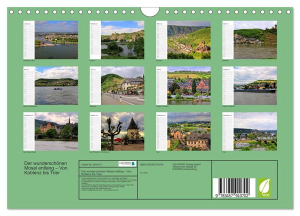 Produktbild: Der wundersch&ouml;nen Mosel entlang &ndash; Von Koblenz bis Trier (Wandkalender 2026 DIN A4 quer), CALVENDO Monatskalender
