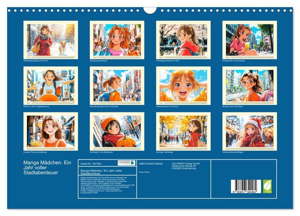 Produktbild: Manga M&auml;dchen. Ein Jahr voller Stadtabenteuer (Wandkalender 2026 DIN A3 quer), CALVENDO Monatskalender