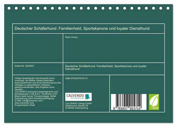 Produktbild: Deutscher Sch&auml;ferhund. Familienheld, Sportskanone und loyaler Diensthund (Tischkalender 2026 DIN A5 quer), CALVENDO Monatskalender