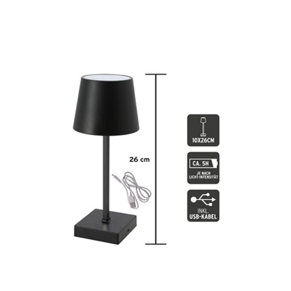 Produktbild: Cepewa LED, Tischleuchte, USB , schwarz, ca. 26cm LED, Tischleuchte, USB , schwarz, ca. 26cm