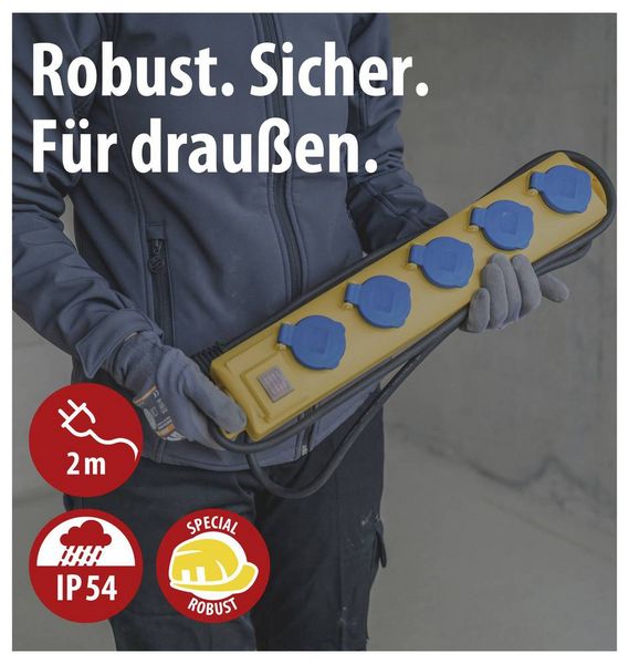Produktbild: Brennenstuhl 1159900205 Steckdosenleiste mit Schalter Gelb Schutzkontakt 1 St.