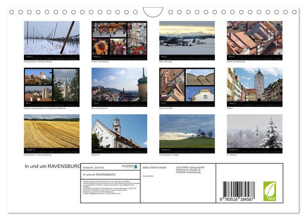 Produktbild: In und um RAVENSBURG (Wandkalender 2026 DIN A4 quer), CALVENDO Monatskalender