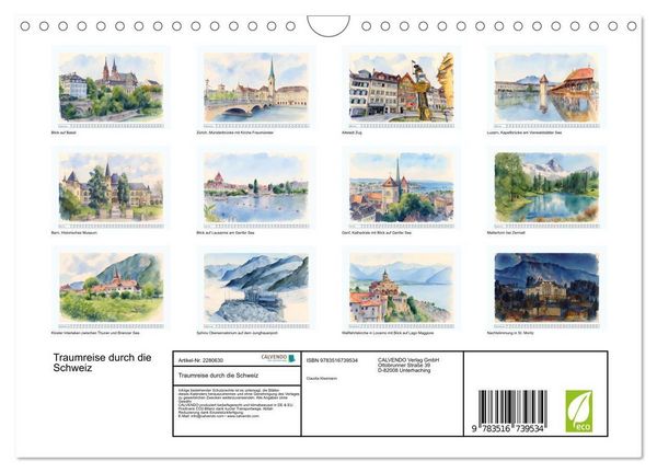 Produktbild: Traumreise durch die Schweiz (Wandkalender 2026 DIN A4 quer), CALVENDO Monatskalender