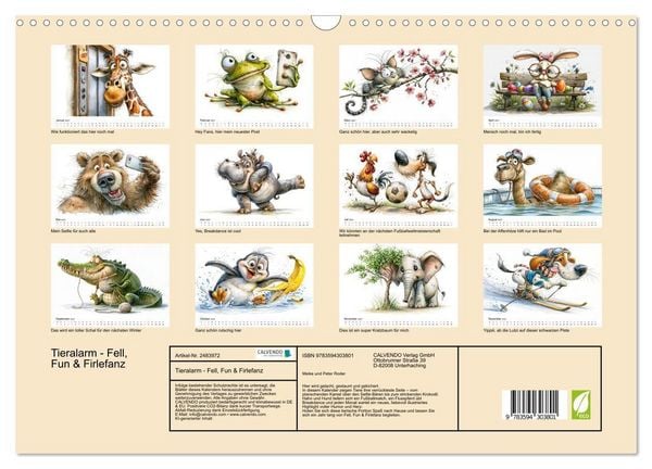 Produktbild: Tieralarm - Fell, Fun & Firlefanz (Wandkalender 2027 DIN A3 quer), CALVENDO Monatskalender