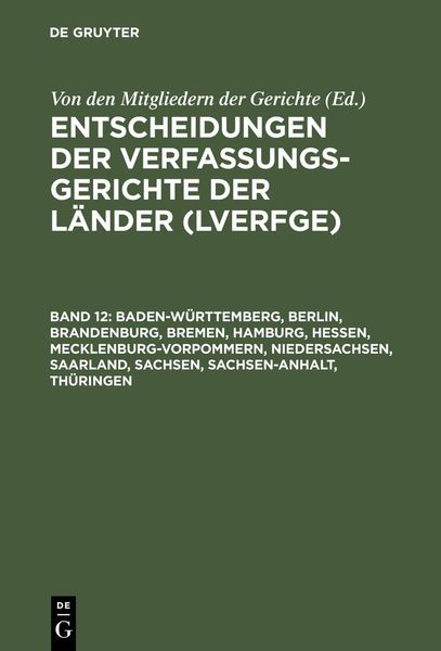 Produktbild: Baden-W&uuml;rttemberg, Berlin, Brandenburg, Bremen, Hamburg, Hessen, Mecklenburg-Vorpommern, Niedersachsen, Saarland, Sachsen, Sachsen-Anhalt, Th&uuml;ringen