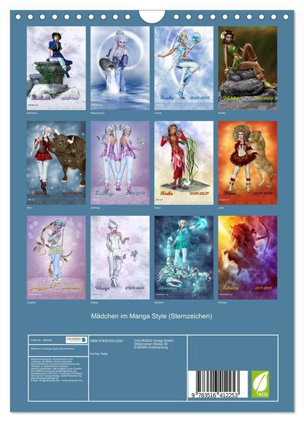 Produktbild: M&auml;dchen im Manga Style (Sternzeichen) (Wandkalender 2026 DIN A4 hoch), CALVENDO Monatskalender