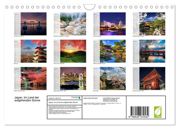 Produktbild: Japan. Im Land der aufgehenden Sonne (Wandkalender 2026 DIN A4 quer), CALVENDO Monatskalender