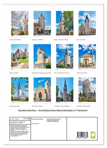 Produktbild: Rundturmkirchen - Architektonische Besonderheiten in Frankreich (hochwertiger Premium Wandkalender 2026 DIN A2 hoch), Kunstdruck in Hochglanz