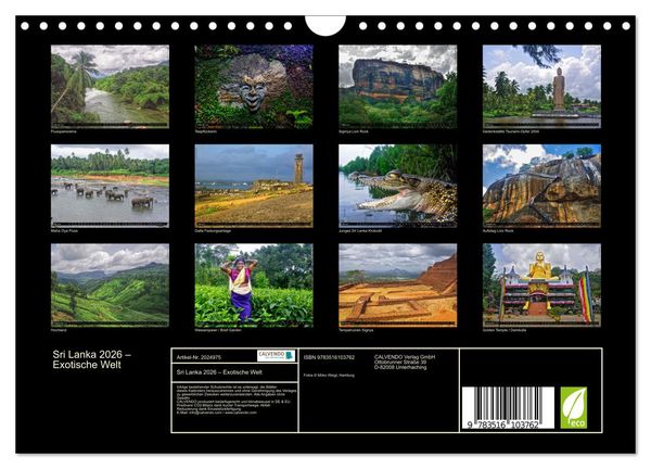 Produktbild: Sri Lanka 2026 &ndash; Exotische Welt (Wandkalender 2026 DIN A4 quer), CALVENDO Monatskalender