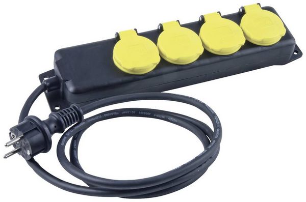 Produktbild: Heitronic 45058 Steckdosenleiste ohne Schalter Schwarz/Gelb erh&ouml;hter Ber&uuml;hrungsschutz