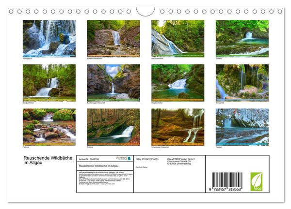 Produktbild: Rauschende Wildb&auml;che im Allg&auml;u (Wandkalender 2026 DIN A4 quer), CALVENDO Monatskalender