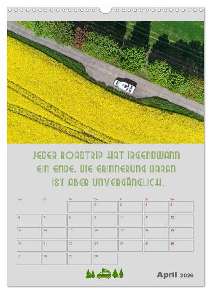 Produktbild: Roadtrips - Urlaub auf R&auml;dern (Wandkalender 2026 DIN A3 hoch), CALVENDO Monatskalender