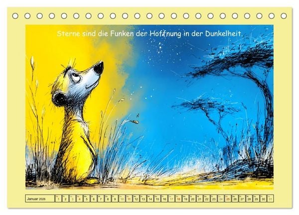 Produktbild: Kleine W&auml;chter. Erdm&auml;nnchen und Weisheiten (Tischkalender 2026 DIN A5 quer), CALVENDO Monatskalender