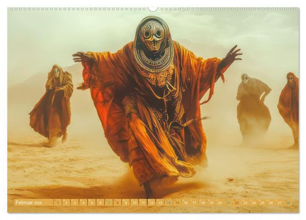 Produktbild: W&uuml;stenmusikanten und W&uuml;stent&auml;nzer - Surreale Impressionen (Wandkalender 2026 DIN A2 quer), CALVENDO Monatskalender