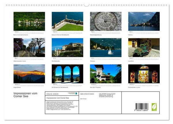 Produktbild: Impressionen vom Comer See (hochwertiger Premium Wandkalender 2026 DIN A2 quer), Kunstdruck in Hochglanz