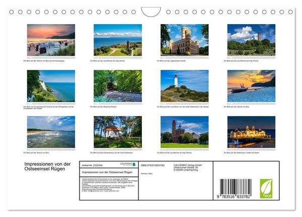 Produktbild: Impressionen von der Ostseeinsel R&uuml;gen (Wandkalender 2027 DIN A4 quer), CALVENDO Monatskalender