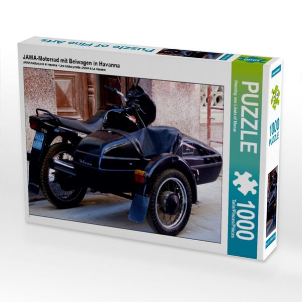 CALVENDO Puzzle JAWA-Motorrad mit Beiwagen in Havanna | 1000 Teile Lege-Größe 64x48cm Foto-Puzzle für glückliche Stunden