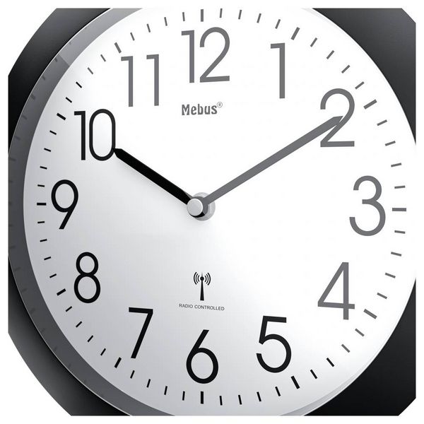 Produktbild: Mebus 52450 Funk Wanduhr 26cm x 26cm x 26cm x 4.5mm Schwarz