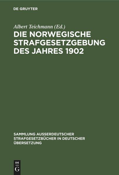 Produktbild: Die norwegische Strafgesetzgebung des Jahres 1902