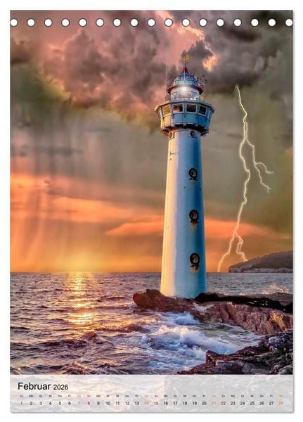 Produktbild: Leuchtt&uuml;rme im Gewitter (Tischkalender 2026 DIN A5 hoch), CALVENDO Monatskalender