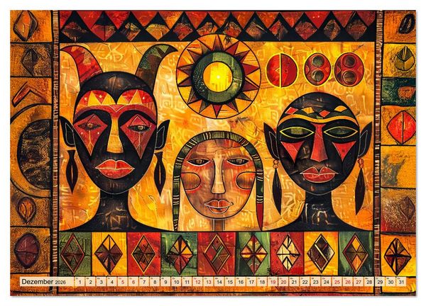 Produktbild: Abstraktes Afrika - Wilde Savanne in leuchtenden Farben (hochwertiger Premium Wandkalender 2026 DIN A2 quer), Kunstdruck in Hochglanz