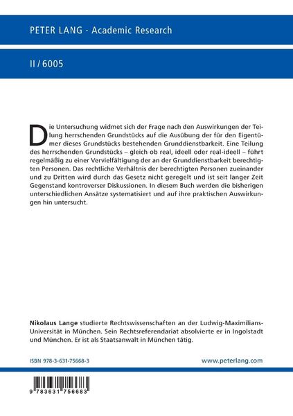 Produktbild: Die Aus&uuml;bung der Grunddienstbarkeit nach der Teilung des herrschenden Grundst&uuml;cks