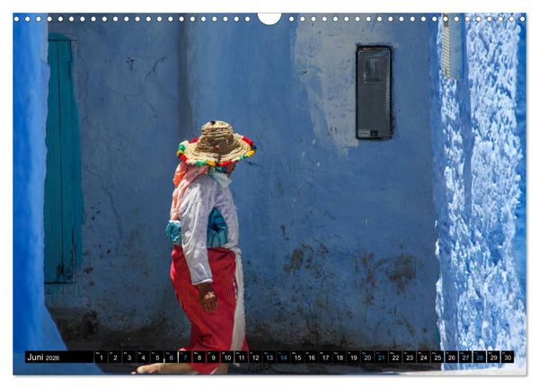Produktbild: Chefchaouen - Sinfonie in Blau und Wei&szlig; (Wandkalender 2026 DIN A3 quer), CALVENDO Monatskalender