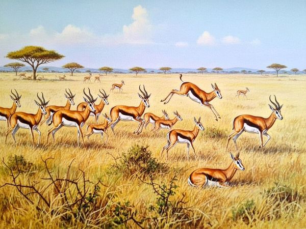 Produktbild: CALVENDO Puzzle Springb&ouml;cke mit Jungtieren als Gem&auml;lde | 1000 Teile Lege-Gr&ouml;&szlig;e 64x48cm Foto-Puzzle f&uuml;r gl&uuml;ckliche Stunden