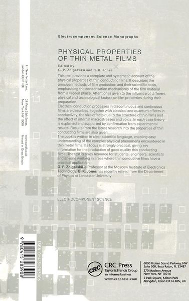 Produktbild: The Physical Properties of Thin Metal Films