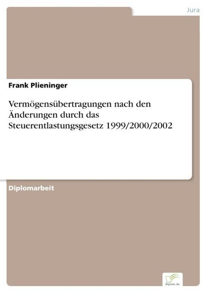Produktbild: Verm&ouml;gens&uuml;bertragungen nach den &Auml;nderungen durch das Steuerentlastungsgesetz 1999/2000/2002