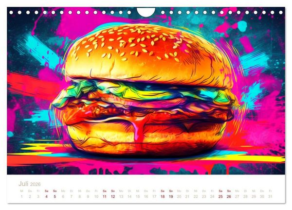 Produktbild: FAST FOOD KUNST (Wandkalender 2026 DIN A4 quer), CALVENDO Monatskalender