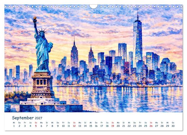 Produktbild: Reisetr&auml;ume Traumreisen. Die sch&ouml;nsten Reiseziele der Welt in Watercolor (Wandkalender 2027 DIN A3 quer), CALVENDO Monatskalender