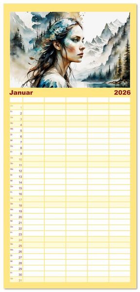 Produktbild: Familienplaner 2026 - Wilde Ladys mit 5 Spalten (Wandkalender, 21 x 45 cm) CALVENDO
