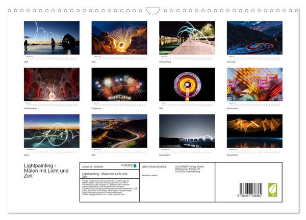 Produktbild: Lightpainting - Malen mit Licht und Zeit (Wandkalender 2026 DIN A3 quer), CALVENDO Monatskalender