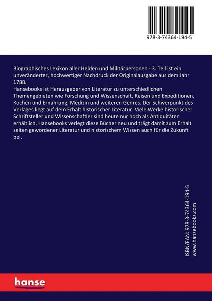 Produktbild: Biographisches Lexikon aller Helden und Milit&auml;rpersonen