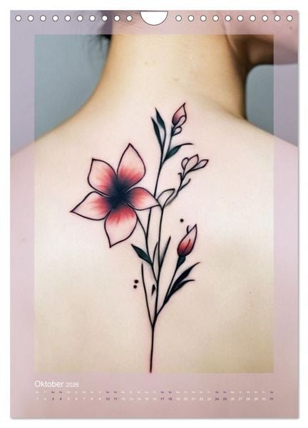 Produktbild: Florale Tattoos Stilvoll und minimalistisch (Wandkalender 2026 DIN A4 hoch), CALVENDO Monatskalender
