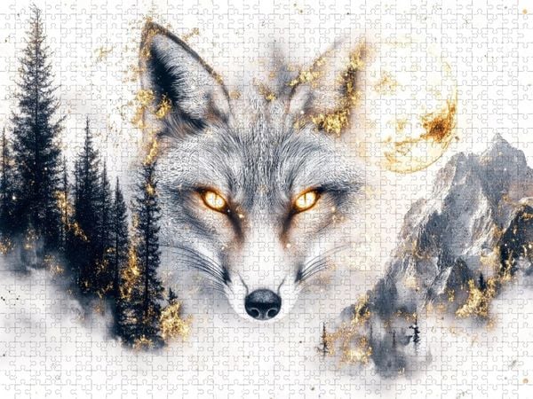 Produktbild: CALVENDO Puzzle Mit jedem Atemzug webt der Fuchs die Magie in die Welt | 1000 Teile Lege-Gr&ouml;&szlig;e 64x48cm Foto-Puzzle f&uuml;r gl&uuml;ckliche Stunden
